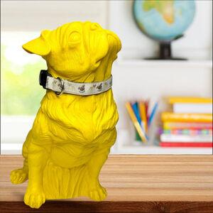 Vintage Bright Yellow Resin Pug Dog Paris 1970 Large